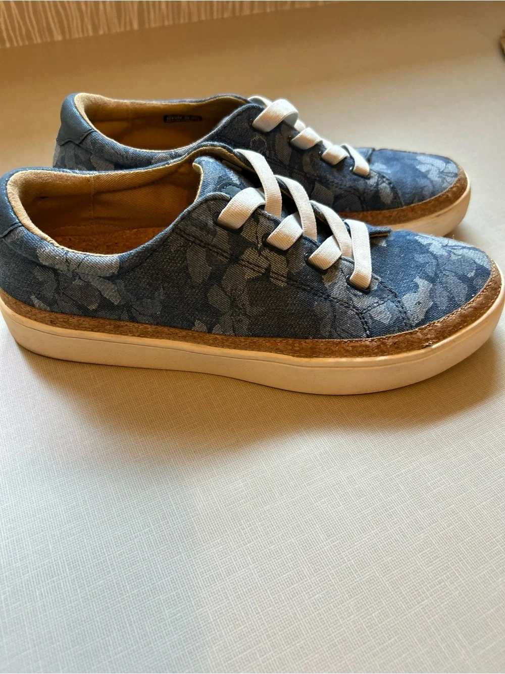 REVITALIGN Blue Denim Lace-Up Sneakers with Cork Trim
